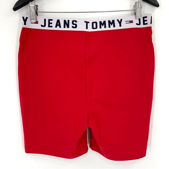TH Tommy Jeans NWT Scarlet Cotton Logo Elastic Waist Bike Shorts, Large - Picture 6 of 15